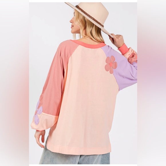 NWT Sage + Fig Daisy Patchwork Long Sleeve Top Medium 🌸 BG 06 - Picture 3 of 10